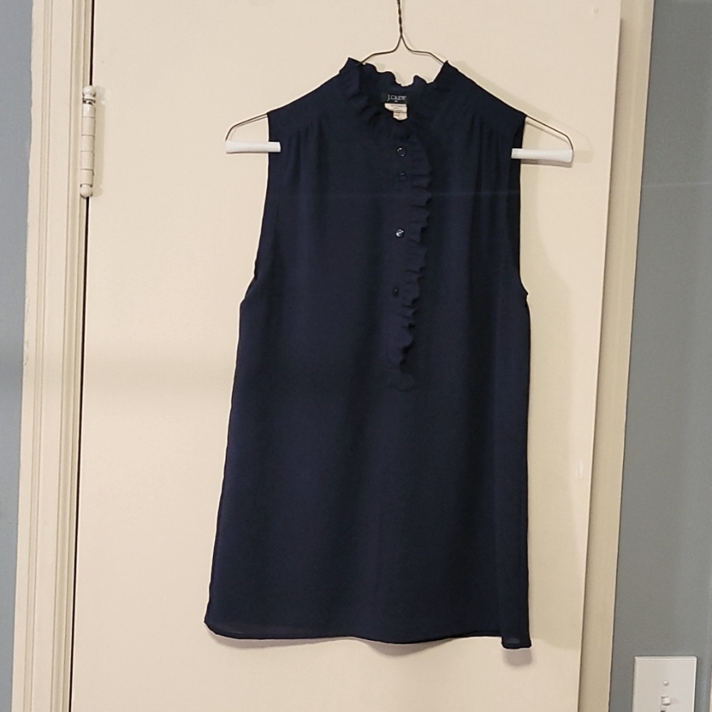 J Crew navy blue sleeveless shirt size 0 (size small)